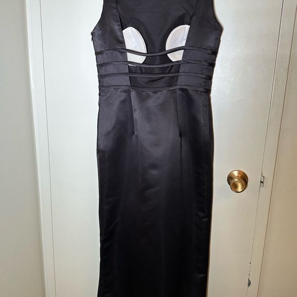 Vintage Women's dress satin cocktail wiggle exposed back no tag 90s Y2k medium - Picture 7 of 15